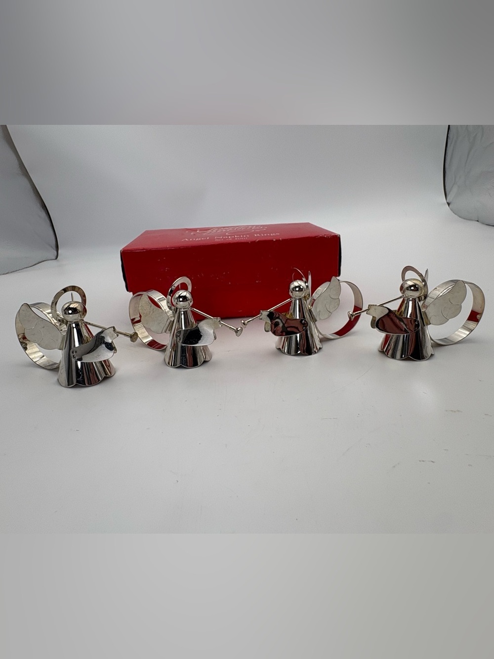 Silver Plated Angels Playing trumpet Napkin Ring - Set of 4